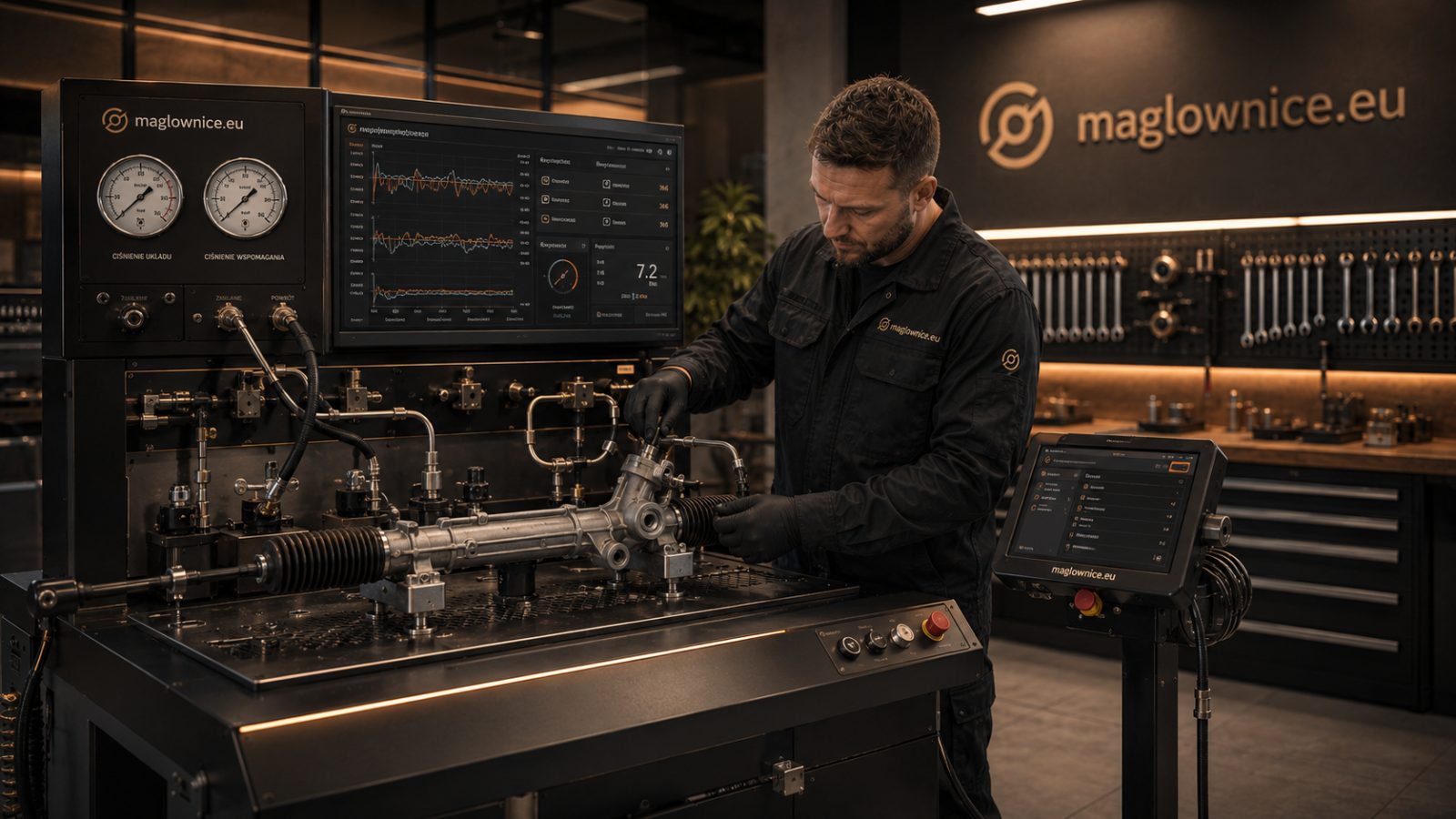 Stanowisko testowe maglownic — test ciśnieniowy po regeneracji